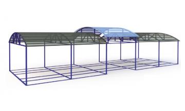 Теневой навес, на раме, ступенчатая крыша, без пола, вместимость до 16 тренажеров (без тренажеров) фото